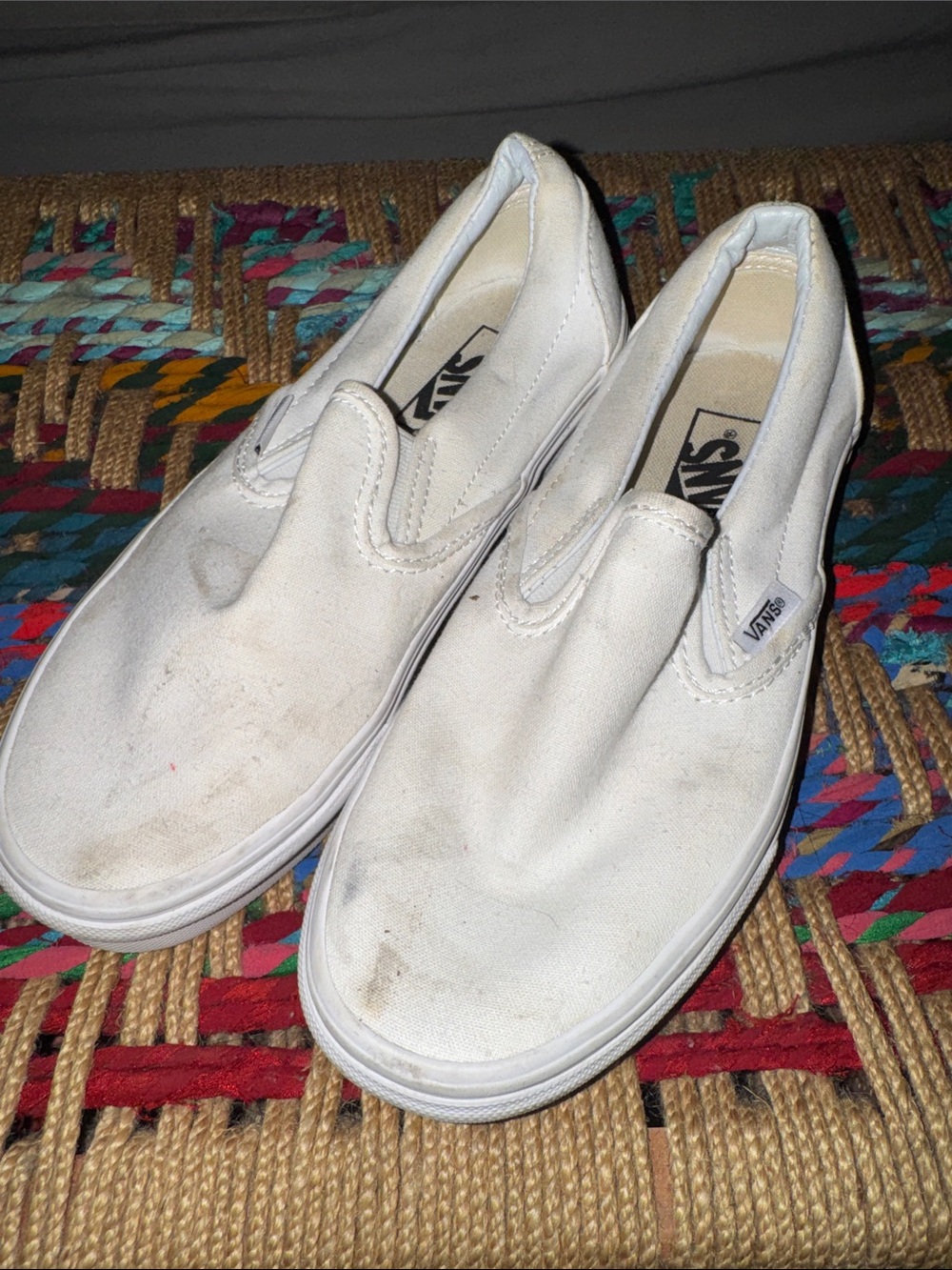 Vans White Canvas Slip-On Loafers
